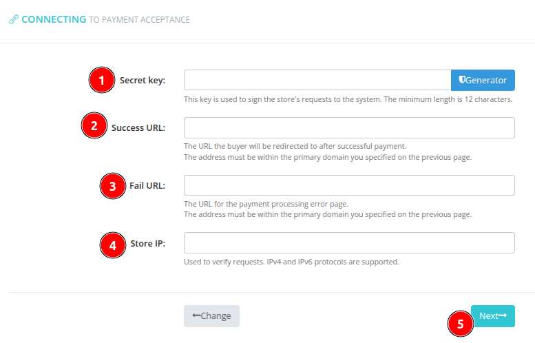 Web resource connection settings